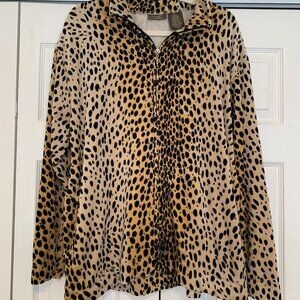 Jane Ashley Woman Size 2X Zip Up Animal Print Velour Jacket